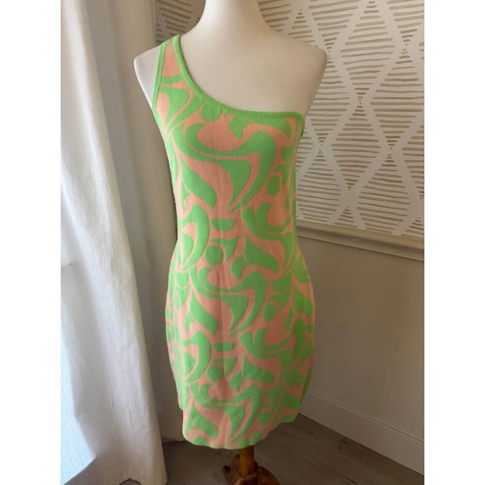 The Wolf Gang Women’s XL Bauhaus Mint Cana One Shoulder Knit Dress - Picture 4 of 10